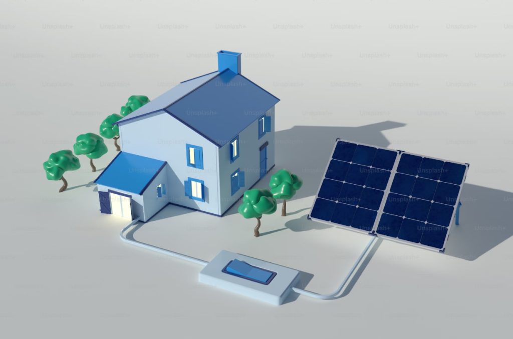 Casa com sistema de energia solar